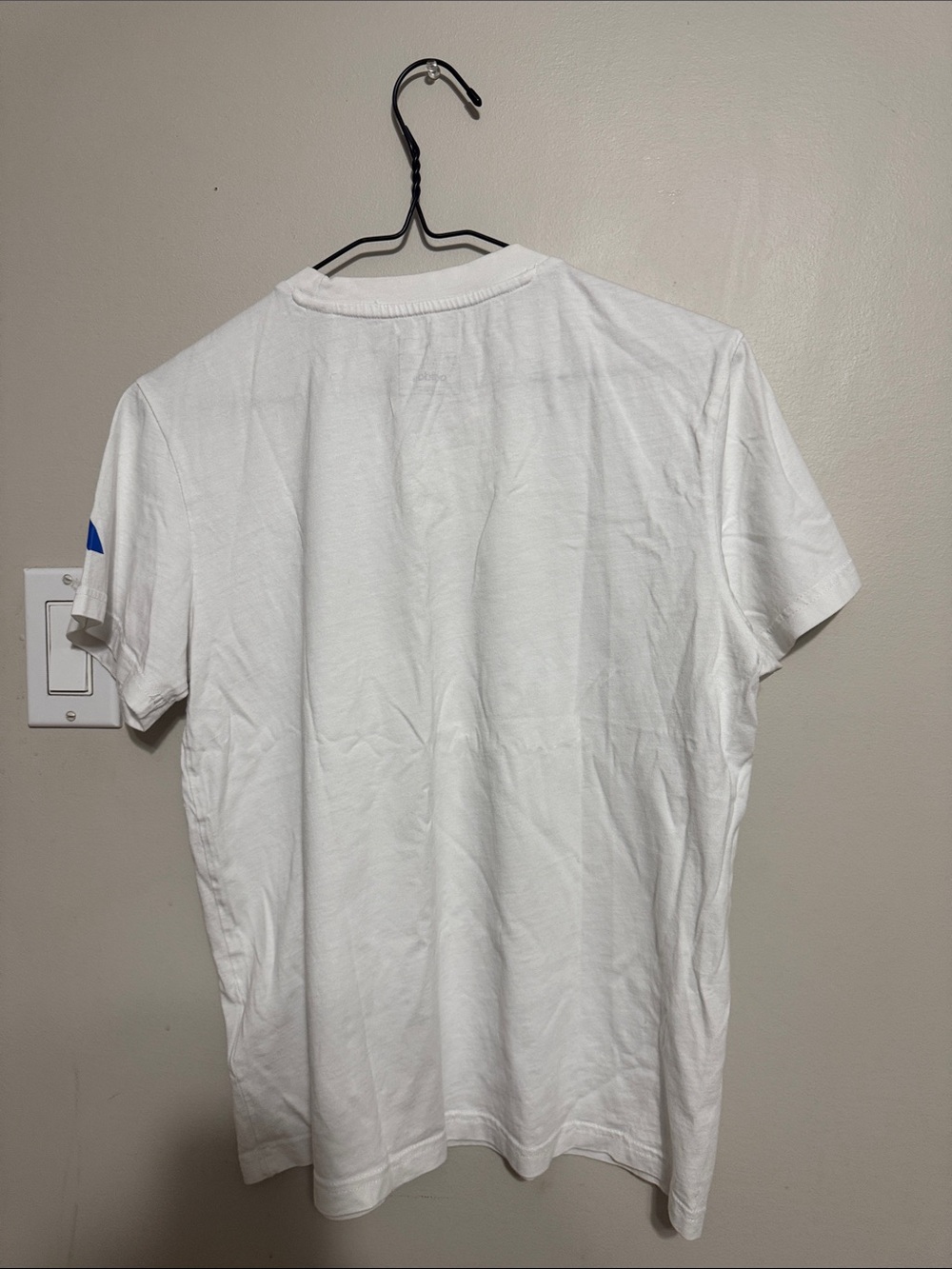 adidas White Short Sleeve Tee with Blue & Orange Trefoil Graphic - Picture 6 of 6